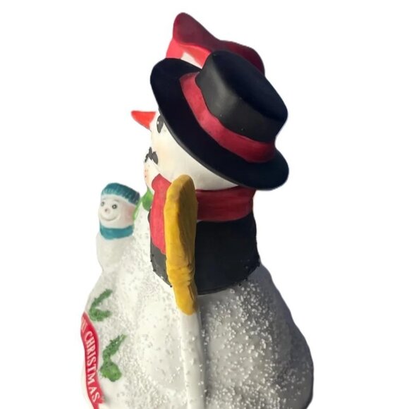 Vtg Snowman Wind Up Musical Figurine Porcelain Plays White Christmas New - Picture 8 of 8